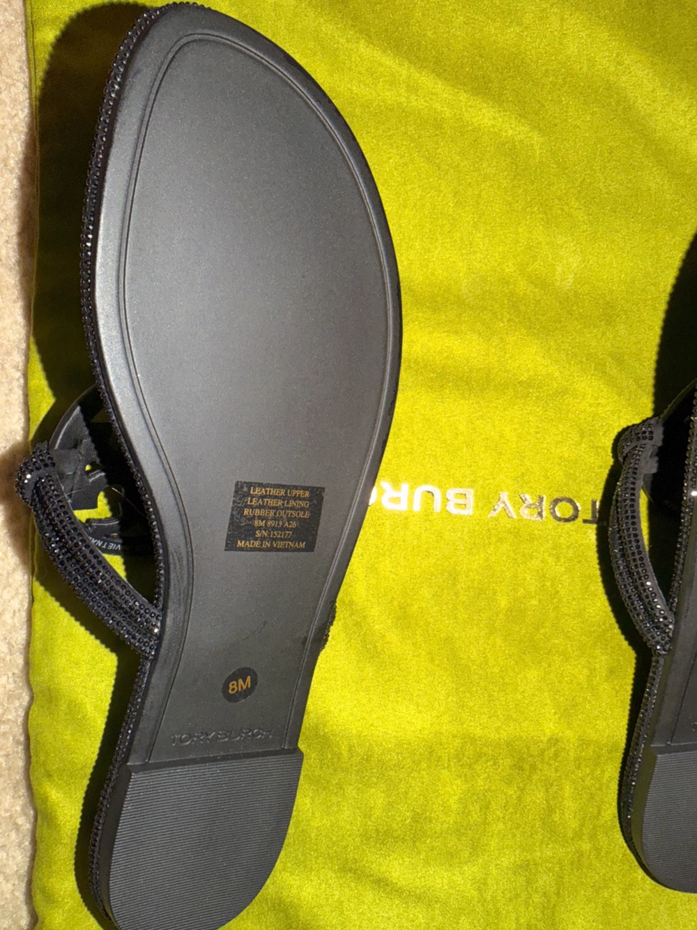 BRAND NEW Tory Burch Black Beaded Miller Thong Sandals SIZE 8 - Picture 5 of 6